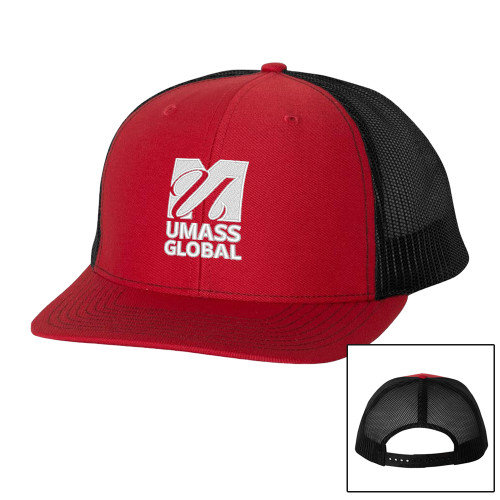  Richardson Red/Black Trucker Hat - UMass Global Primary Logo Stacked
