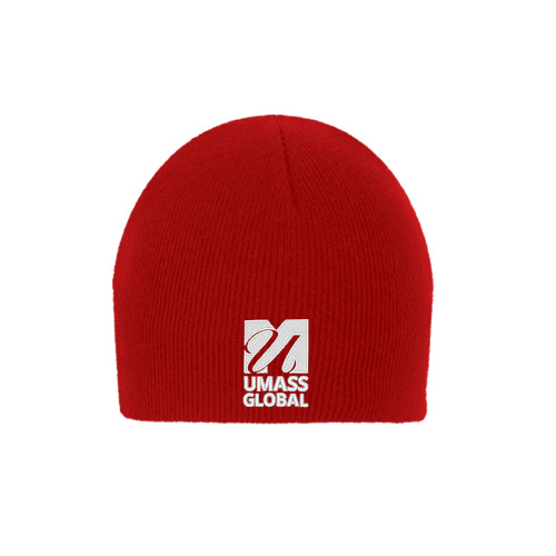  Red Knit Beanie - UMass Global Primary Logo Stacked