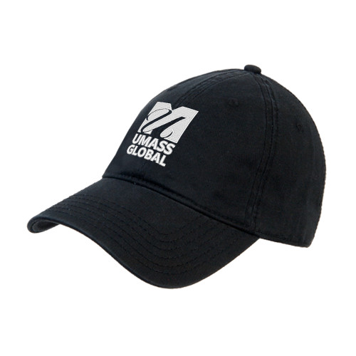  Black Unstructured Adjustable Low Profile Hat - UMass Global Primary Logo Stacked