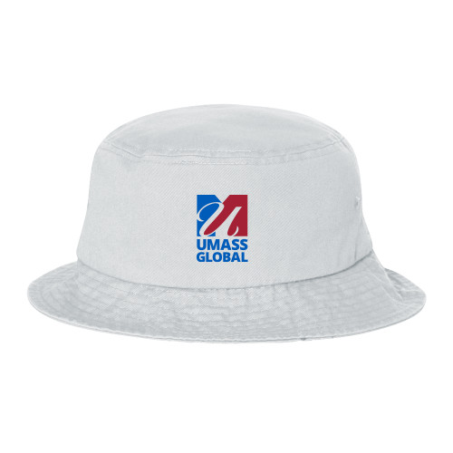  Sportsman White Bucket Hat - UMass Global Primary Logo Stacked