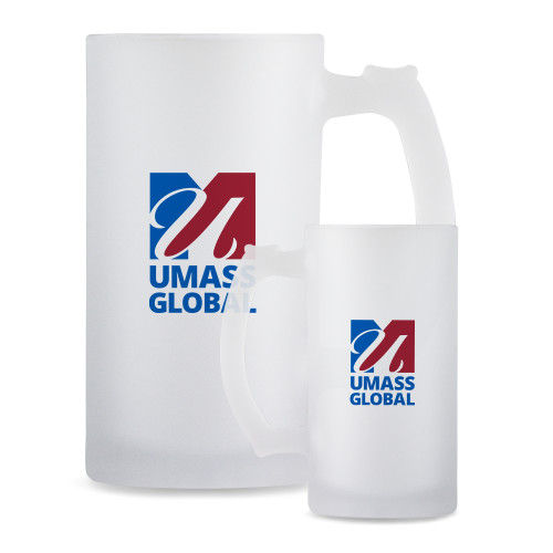  Full Color Decorative Frosted Glass Mug 16oz - UMass Global Primary Logo Stacked