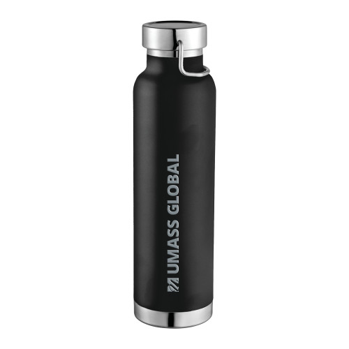  Thor Copper Vacuum Insulated Black Bottle 22oz - UMass Global Horizontal Logo without Tagline Engraved