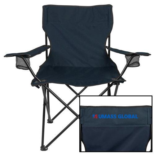  Deluxe Navy Captains Chair - UMass Global Horizontal Logo without Tagline