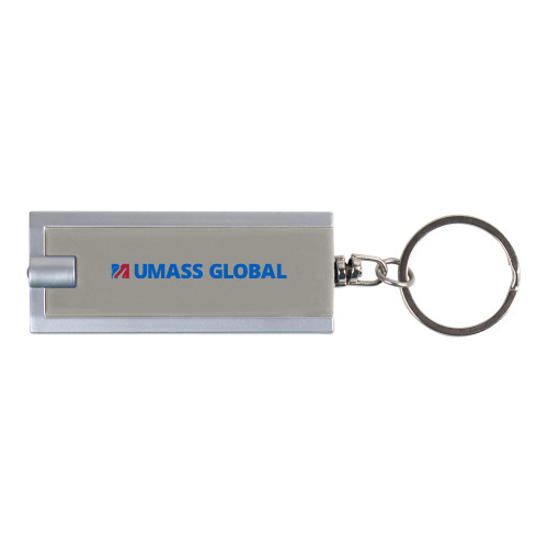  Turbo Silver Flashlight Key Holder - UMass Global Horizontal Logo without Tagline
