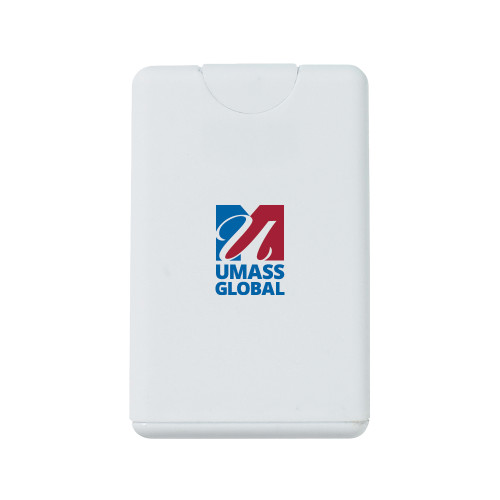  White .66 oz Card Shape Hand Sanitizer - UMass Global Primary Logo Stacked