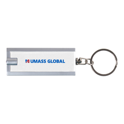  Turbo White Flashlight Key Holder - UMass Global Horizontal Logo without Tagline