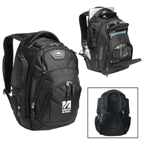  OGIO Black Stratagem Backpack - UMass Global Primary Logo Stacked