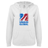 Thumbnail image for  ENZA Womens White V Notch Raw Edge Fleece Hoodie