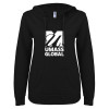 Thumbnail image for  ENZA Womens Black V Notch Raw Edge Fleece Hoodie