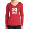Thumbnail image for  Womens Red Performance Long Sleeve V Neck Shirt