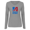 Thumbnail image for  Womens Grey Long Sleeve V Neck Tee 