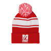 Thumbnail image for  Red/White Two Tone Knit Pom Beanie w/Cuff