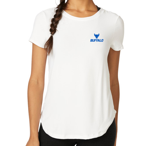  Beyond Yoga Womens Cloud White On The Down Low Short Sleeve Tee  - University at Buffalo Primary Athletic Mark