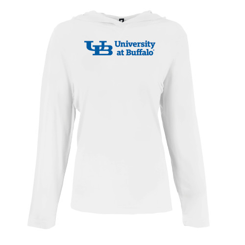  Womens White Long Sleeve Hooded Tee - Secondary Lock Up