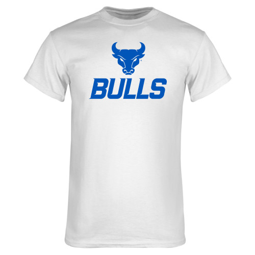  White T Shirt - Secondary Athletic Mark Bulls Stacked