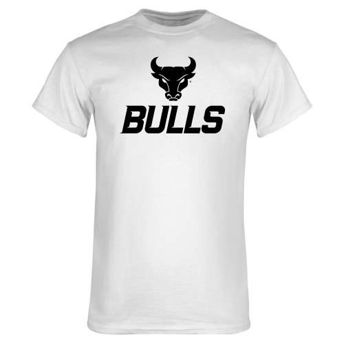  White T Shirt - Secondary Athletic Mark Bulls Stacked