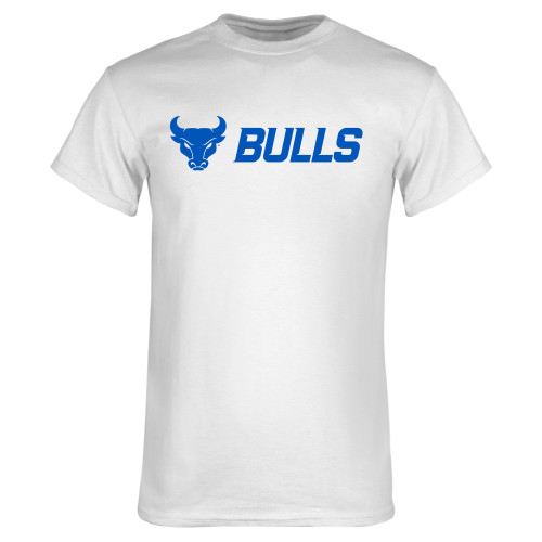  White T Shirt - Secondary Athletic Mark Bulls Horizontal