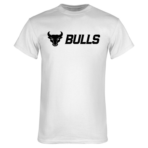  White T Shirt - Secondary Athletic Mark Bulls Horizontal