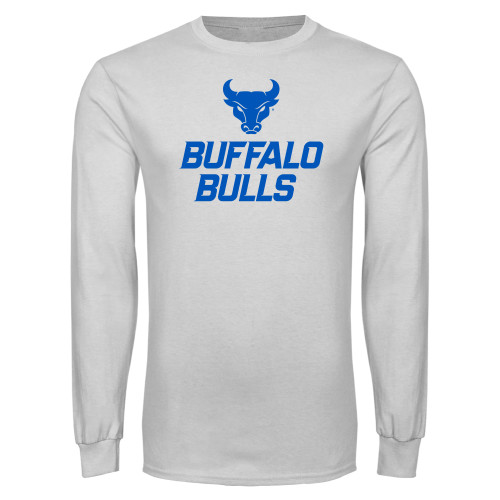  White Long Sleeve T Shirt - Secondary Athletic Mark Stacked