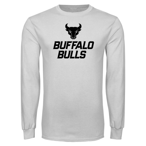  White Long Sleeve T Shirt - Secondary Athletic Mark Stacked