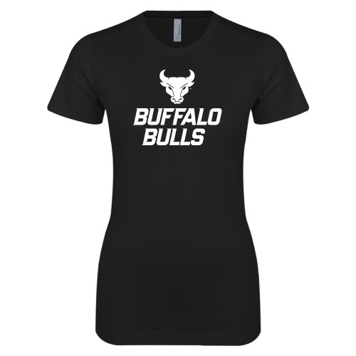  Next Level Womens Black Boyfriend Tee - Secondary Athletic Mark Stacked