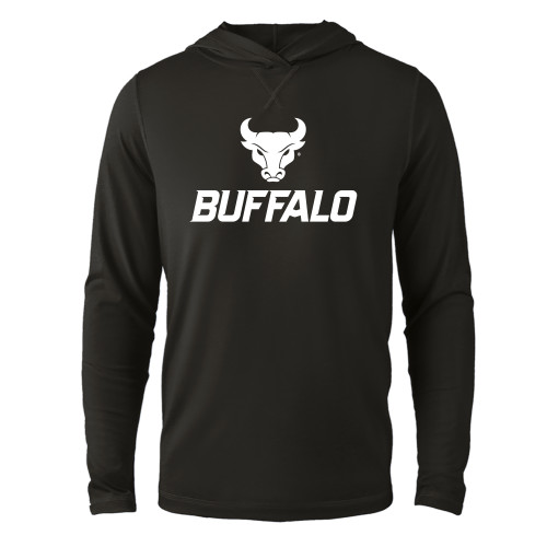  Black Long Sleeve Hooded Tee - Primary Athletic Mark Stacked