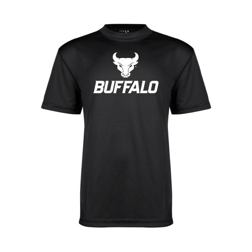  Youth Performance Black Tee - Primary Athletic Mark Stacked