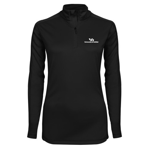  Syntrel Womens Black Interlock 1/4 Zip - Primary Lock Up