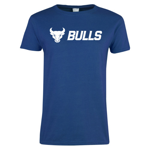  Womens Royal Short Sleeve Tee - Secondary Athletic Mark Bulls Horizontal