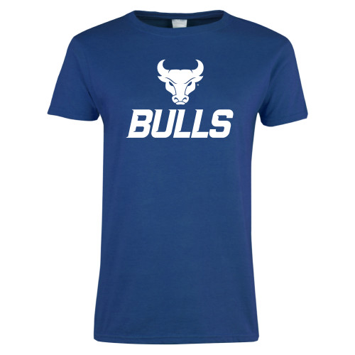  Womens Royal Short Sleeve Tee - Secondary Athletic Mark Bulls Stacked