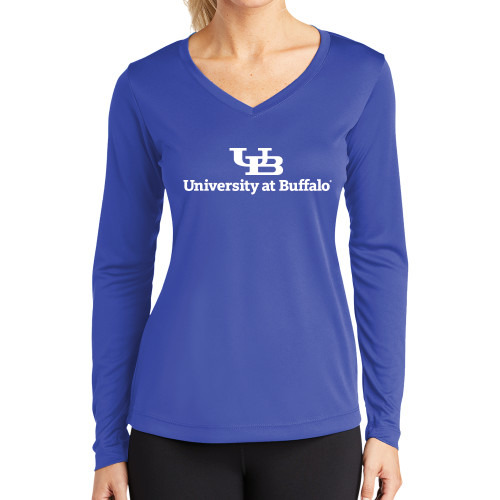 Womens Royal Performance Long Sleeve V Neck Shirt - Primary Lock Up