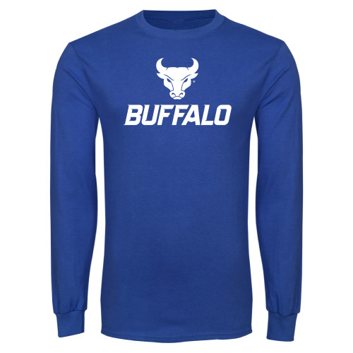  Royal Long Sleeve T Shirt - Primary Athletic Mark Stacked