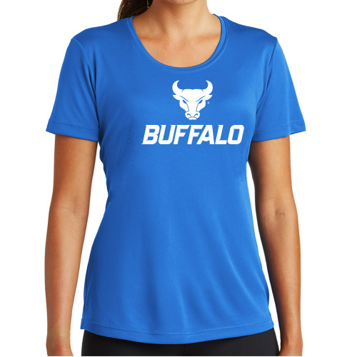  Womens Royal Performance Tee - Primary Athletic Mark Stacked