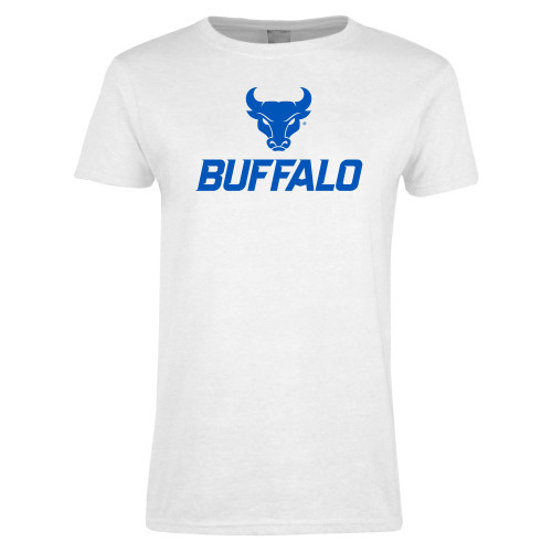  Womens White Short Sleeve Tee - Primary Athletic Mark Stacked
