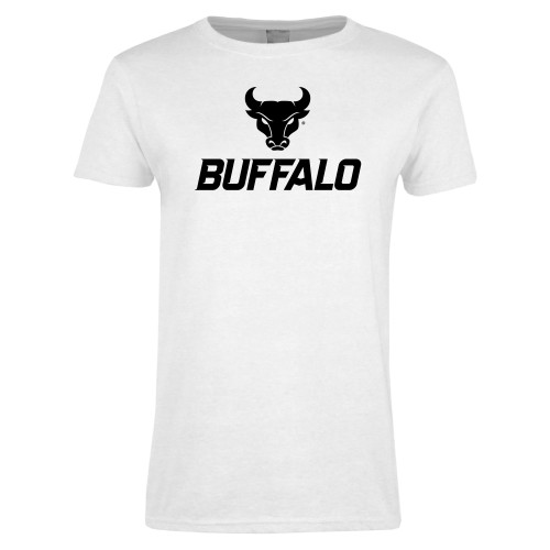  Womens White Short Sleeve Tee - Primary Athletic Mark Stacked