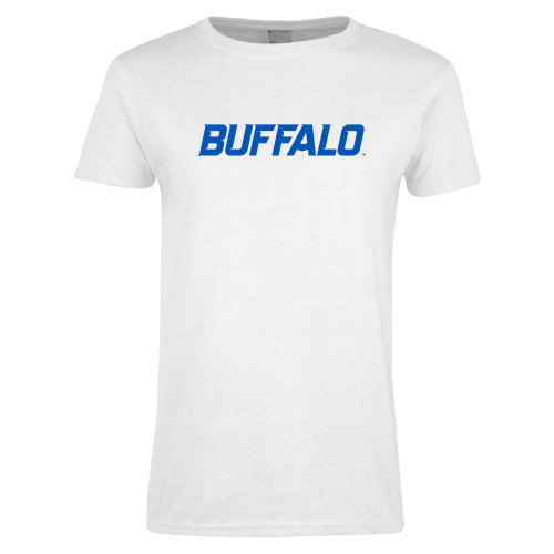  Womens White Short Sleeve Tee - Buffalo Wordmark