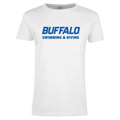  Womens White Short Sleeve Tee - Swimming and Diving