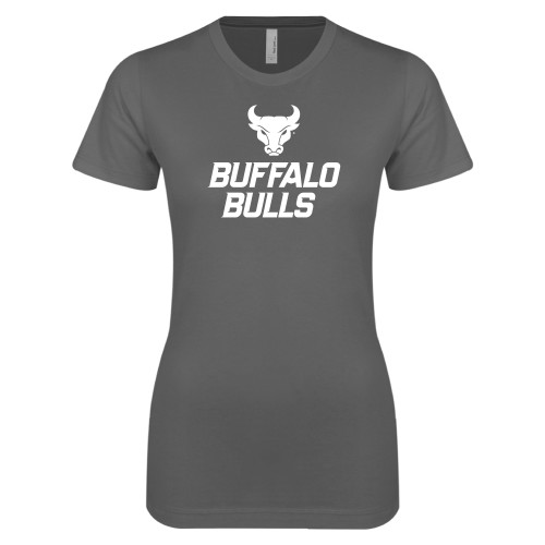  Next Level Womens Charcoal Boyfriend Tee - Secondary Athletic Mark Stacked