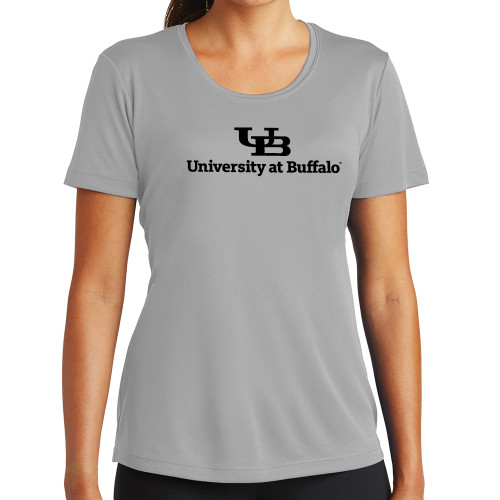  Womens Grey Performance Short Sleeve Tee - Primary Lock Up