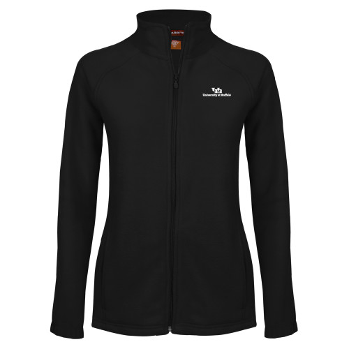  Womens Black Fleece Full Zip Jacket - Primary Lock Up