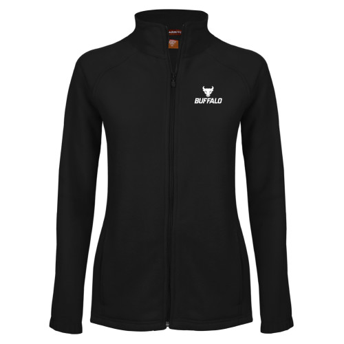  Womens Black Fleece Full Zip Jacket - Primary Athletic Mark Stacked