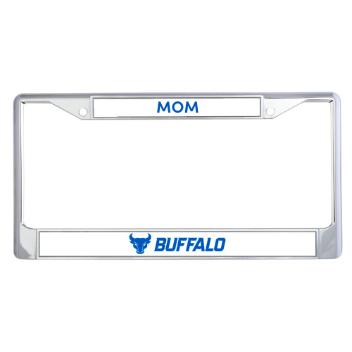  Mom Metal License Plate Frame in Chrome - Primary Athletic Mark Horizontal