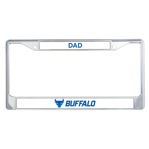  Dad Metal License Plate Frame in Chrome - Primary Athletic Mark Horizontal