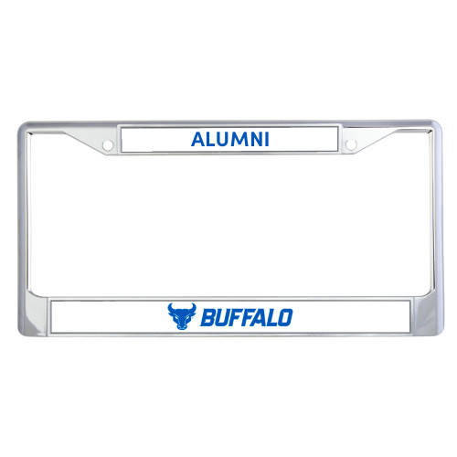  Alumni Metal License Plate Frame in Chrome - Primary Athletic Mark Horizontal