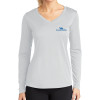 Thumbnail image for  Womens White Performance Long Sleeve V Neck Shirt