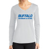 Thumbnail image for  Womens White Performance Long Sleeve V Neck Shirt