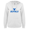 Thumbnail image for  ENZA Womens White V Notch Raw Edge Fleece Hoodie