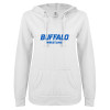 Thumbnail image for  ENZA Womens White V Notch Raw Edge Fleece Hoodie