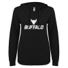 Thumbnail image for  ENZA Womens Black V Notch Raw Edge Fleece Hoodie