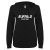 Thumbnail image for  ENZA Womens Black V Notch Raw Edge Fleece Hoodie